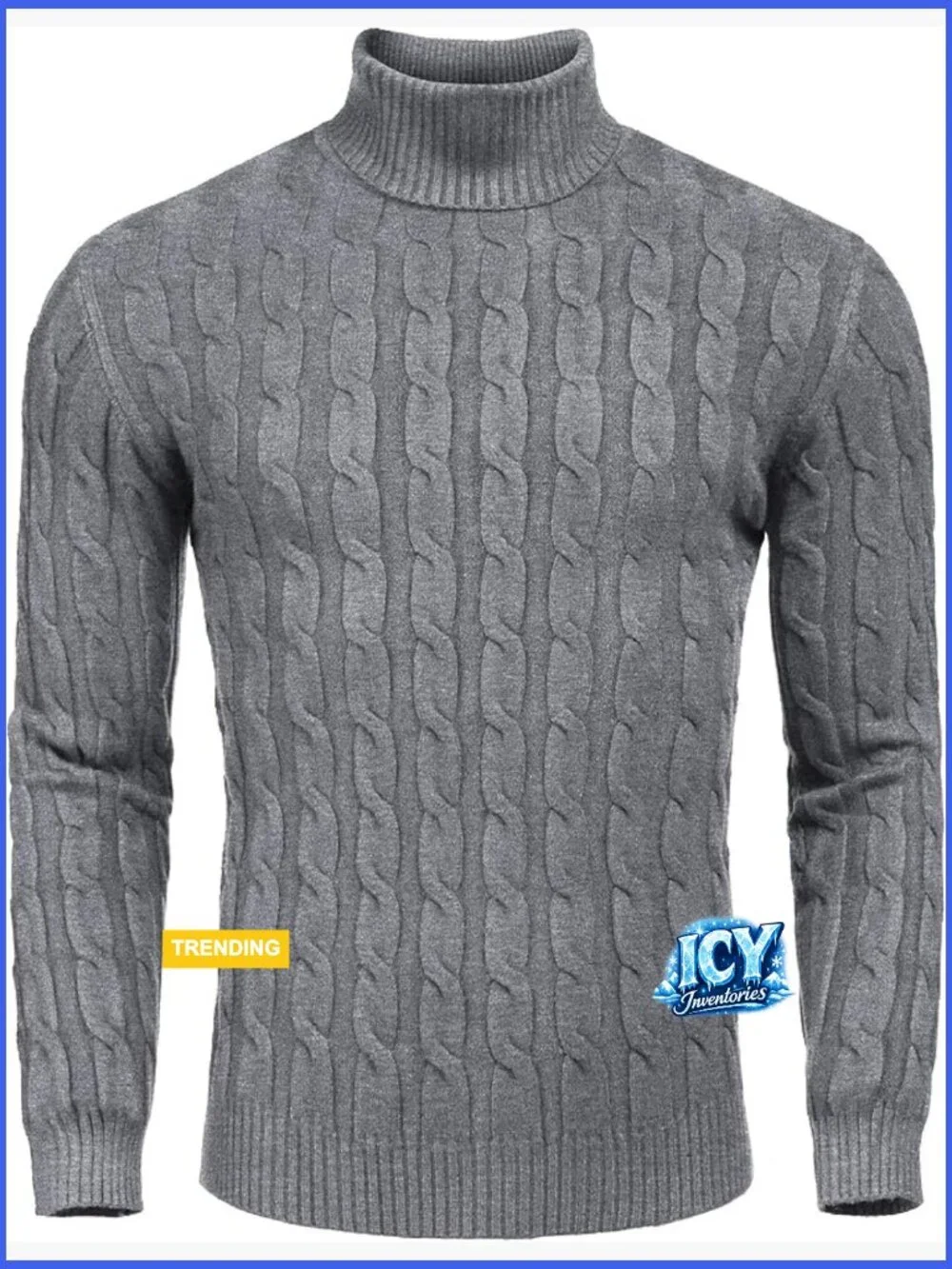 Slim Fit Turtleneck Pullover Sweater, Recycled Material, Twisted Knit